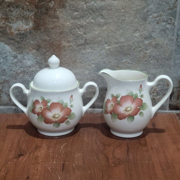 Vintage Keltcraft by Noritake Wild Rose Creamer & Sugar Set Ireland - Picture 1 of 10